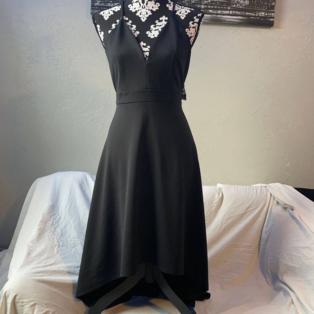 CHARLOTTE RUSSE High Low Halter Black Vintage Dress